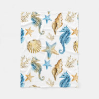 Under the Sea Blue & Gold Seahorse