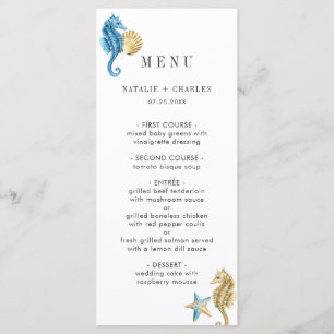 Under the Sea Blue Gold Wedding Menu