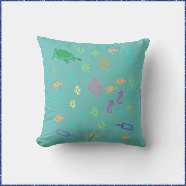 Under the Sea Blue Green Throw Pillow (Creator Uploaded)
