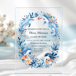 Under the Sea Blue Ocean Graduation Acrylic Invitations