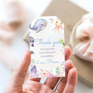 Under the Sea Blue Sea Life Birthday Party Gift Tags