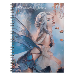 Under The Sea Blue Watercolor Mermaid Notebook