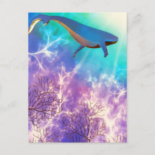 Under The Sea Blue Whale Ocean Watercolor Postcard