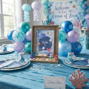 Under the Sea blue whale starfish turtle jellyfish Table Number