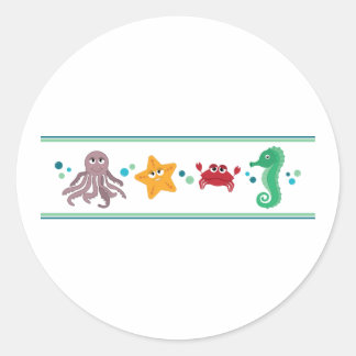 Under The Sea Border Classic Round Sticker