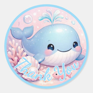 Under the Sea Boy Baby Shower Blue Ocean Classic Round Sticker