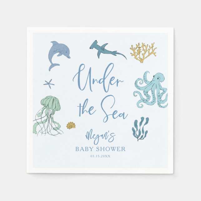 Under The Sea Boy Baby Shower Napkin (Front)