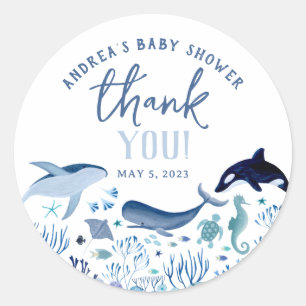 Under the Sea Boy Baby Shower Thank You Classic Round Sticker