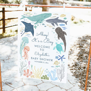 Under The Sea Boy Baby Shower Welcome Sign