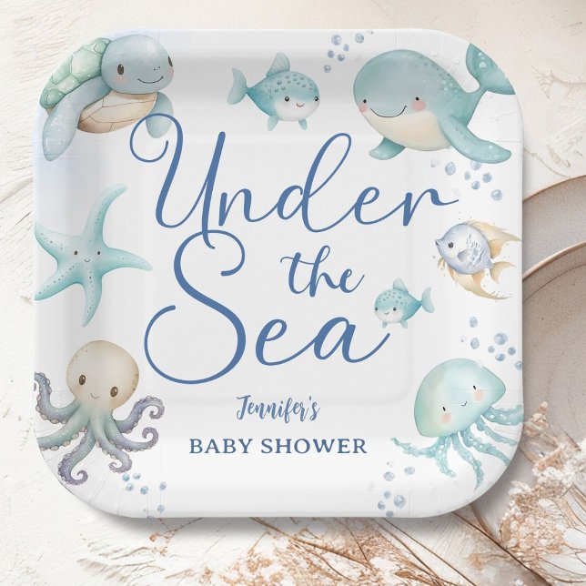 Under The Sea Boy Ocean Baby Shower Paper Plate (Creator Uploaded)