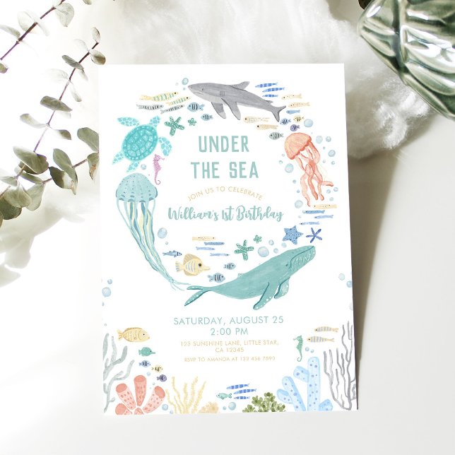 Under The Sea Boys 1st Birthday Invitation (Creator Uploaded)