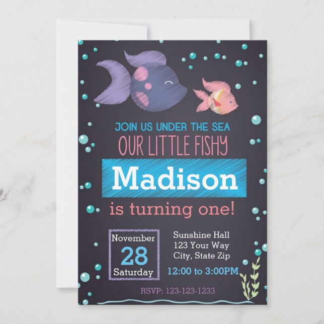 Under the Sea Chalkboard Birthday Invitation (Front)