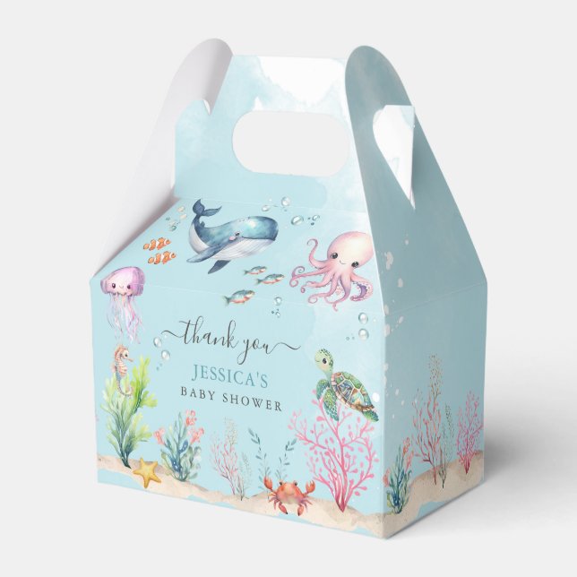Under The Sea Colourful Ocean Animals Baby Shower Favour Box (Front Side)