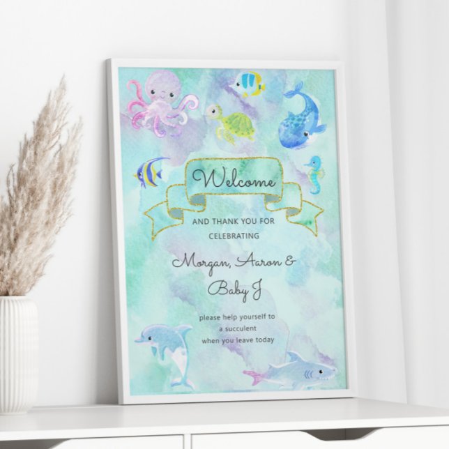Under the Sea Creatures Cute Baby Shower Poster (Creator Uploaded)