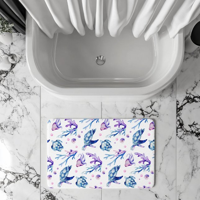Under the sea creatures seamless pattern bath mat (Creator Uploaded)