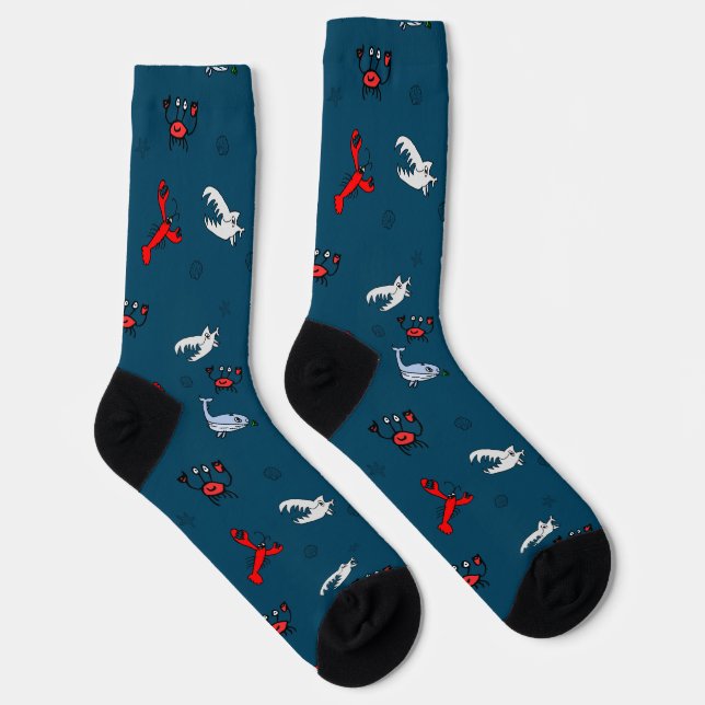 Under the Sea Crew Socks for Everyone - Navy (Right)
