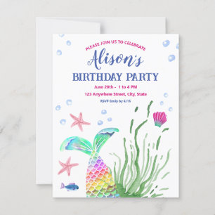 Under The Sea Custom Name Party Invitation