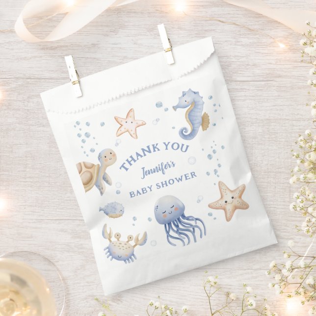 Under The Sea! Cute Blue Boy Baby Shower Favour Bags (Clipped)