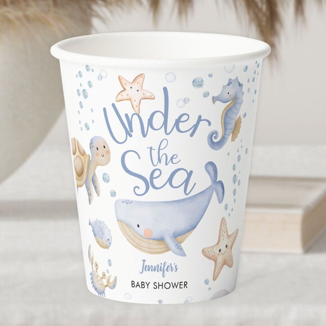 Under The Sea! Cute Blue Boy Baby Shower Paper Cups (Creator Uploaded)