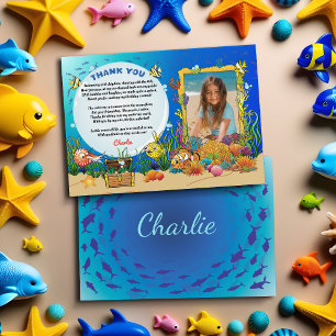 Under the Sea Cute Cartoon Ocean Animals Modern Thank You Card