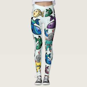 Under The Sea - Cute Colourful Fish and Divers Leggings
