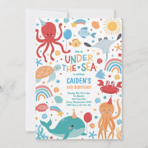Under the Sea Cute Creatures Birthday Invitation