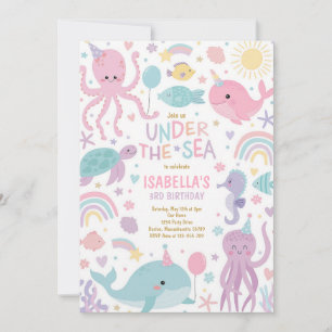 Under The Sea Cute Creatures Birthday Invitation
