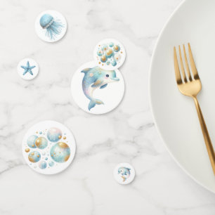 Under the Sea Cute Dolphins Starfish Bubble Confetti