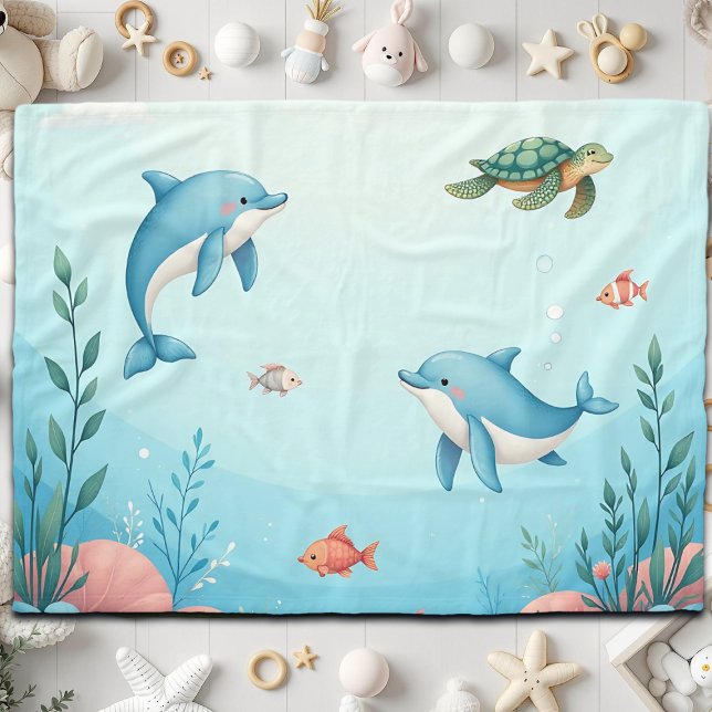Under the Sea Cute Kids Fleece Blanket (Creator Uploaded)