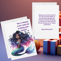 Under The Sea Cute Mermaid Birthday Greeting Card