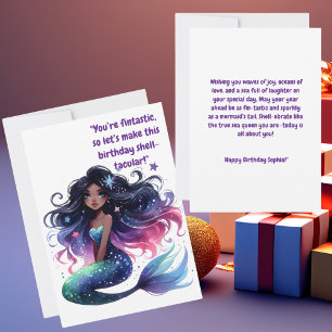 Under The Sea Cute Mermaid Birthday Greeting Card