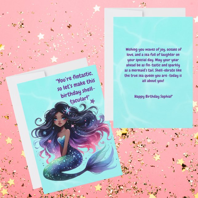 Under The Sea Cute Mermaid Birthday Greeting Card (Creator Uploaded)