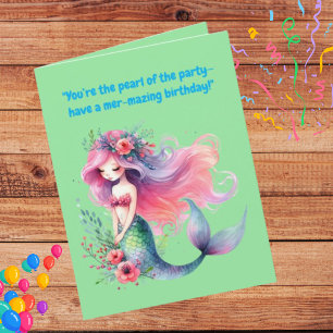 Under The Sea Cute Mermaid Birthday Photo Greeting Card