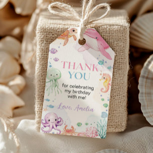 Under the Sea Cute Ocean Animal Birthday Thank You Gift Tags