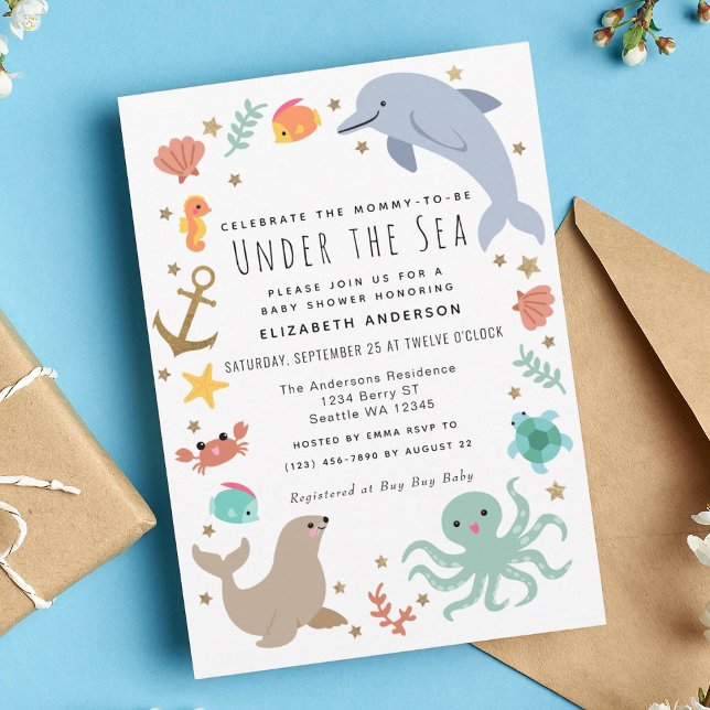 Under the Sea Cute Ocean Animals Baby Shower  Invitation (Creator Uploaded)