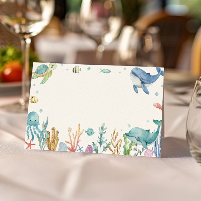 Under the Sea Cute Ocean Animals Food Place Card (Creator Uploaded)