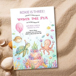 Under the Sea Cute Ocean Birthday Party Invitation