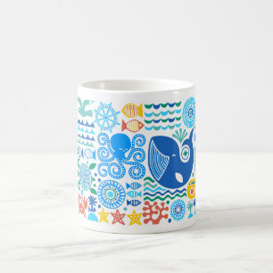 Under The Sea Cute Ocean Whale Turtle Manta Coffee Mug
