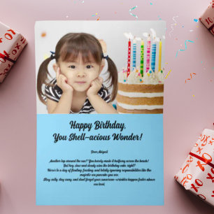 Under The Sea Cute Sea Turtle Photo Kids Birthday  Foil Greeting Card