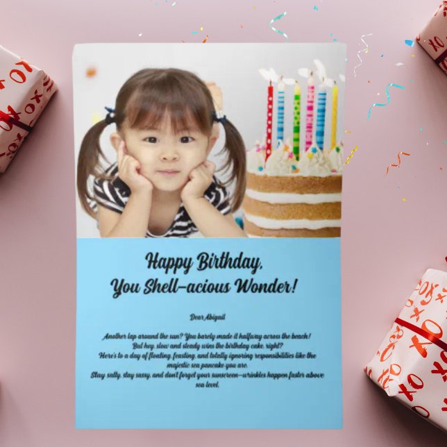 Under The Sea Cute Sea Turtle Photo Kids Birthday  Foil Greeting Card (Creator Uploaded)