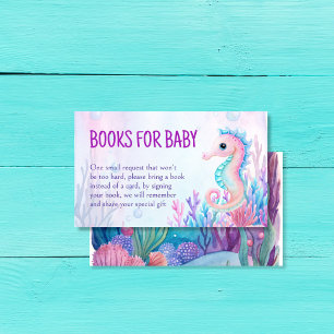 Under the sea cute seahorse purple book request enclosure card