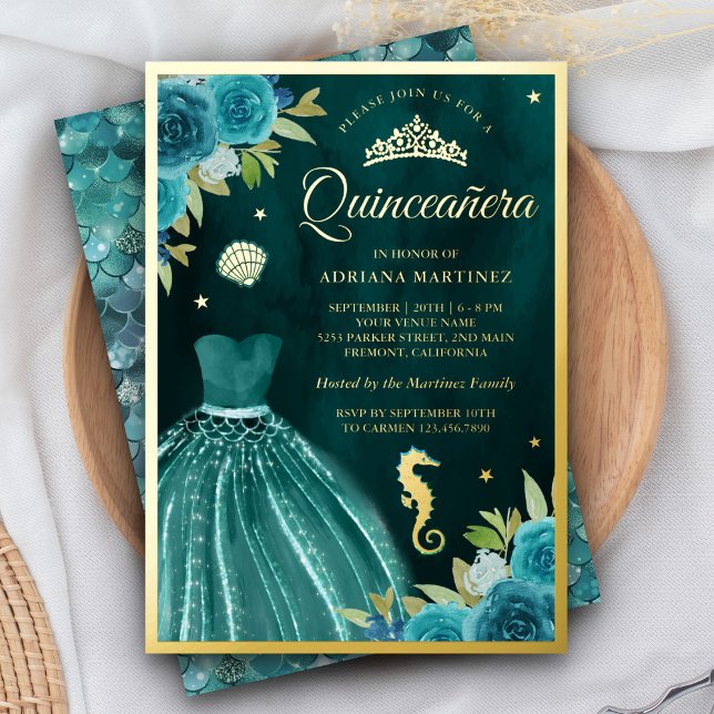 Under the Sea Dark Teal Mermaid Quinceanera Gold (Creator Uploaded)