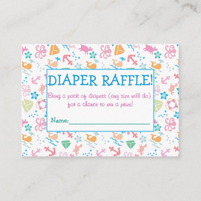 Under The Sea Diaper Raffle Tickets Enclosure Card (Front)