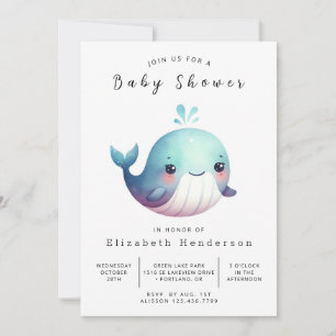 Under the Sea Digital Whale Baby Shower Invitation