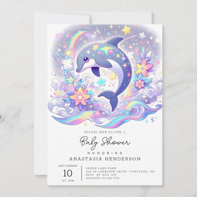 Under the Sea Dolphin Baby Shower Invitation (Front)
