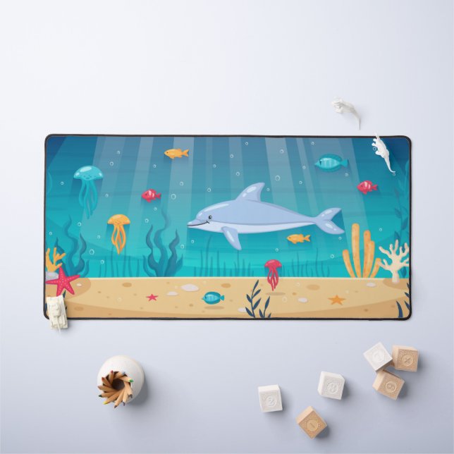 Under the Sea Dolphin Desk Mat (Kids Table)