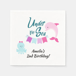 Under the Sea Dolphin Girl's Birthday Party Napkin