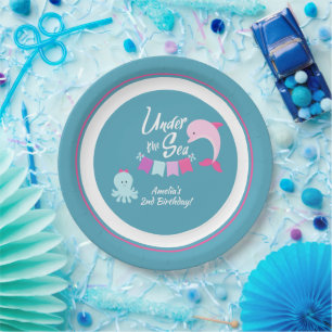 Under the Sea Dolphin Girl's Birthday Party Paper Plate