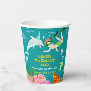 Under the sea dolphins and boy birthday party paper cups