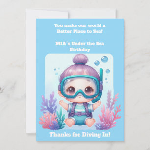 Under the Sea Editable Birthday Thank You Card